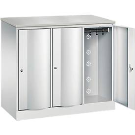 C+P Garderobenschrank Resisto, 3 Abteile, 3 Fächer, B 1148 x T 540 x H 1077 mm, Lichtgrau