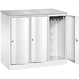 C+P Garderobenschrank Resisto, 3 Abteile, 3 Fächer, B 1148 x T 540 x H 1077 mm, Verkehrsweiß