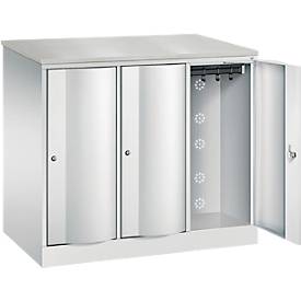 C+P Garderobenschrank Resisto, 3 Abteile, 3 Fächer, B 1148 x T 640 x H 1077 mm, Lichtgrau