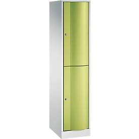 C+P Garderobenspind Resisto, 1 Abteil, 2 Fächer, B 396 x T 540 x H 1950 mm, Lichtgrau/Clowngrün