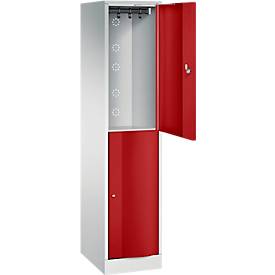 C+P Garderobenspind Resisto, 1 Abteil, 2 Fächer, B 396 x T 540 x H 1950 mm, Lichtgrau/Enzianblau