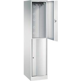 C+P Garderobenspind Resisto, 1 Abteil, 2 Fächer, B 396 x T 540 x H 1950 mm, Lichtgrau/Lichtgrau