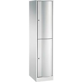 C+P Garderobenspind Resisto, 1 Abteil, 2 Fächer, B 396 x T 540 x H 1950 mm, Lichtgrau/Rubinrot