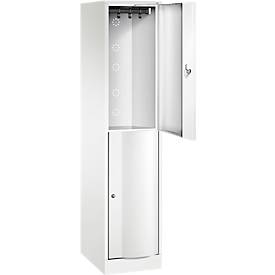 C+P Garderobenspind Resisto, 1 Abteil, 2 Fächer, B 396 x T 540 x H 1950 mm, Verkehrsweiß