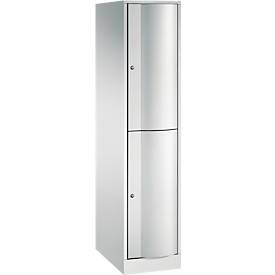 C+P Garderobenspind Resisto, 1 Abteil, 2 Fächer, B 396 x T 640 x H 1950 mm, Lichtgrau/Lichtgrau