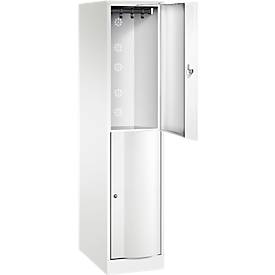 C+P Garderobenspind Resisto, 1 Abteil, 2 Fächer, B 396 x T 640 x H 1950 mm, Verkehrsweiß
