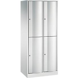 C+P Garderobenspind Resisto, 2 Abteile, 4 Fächer, B 772 x T 540 x H 1950 mm, Lichtgrau/Lichtgrau