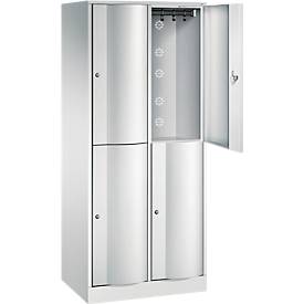 C+P Garderobenspind Resisto, 2 Abteile, 4 Fächer, B 772 x T 540 x H 1950 mm, Lichtgrau/Lichtgrau