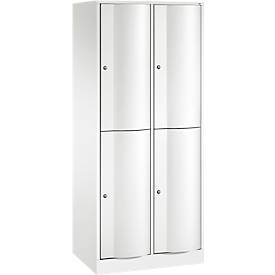 C+P Garderobenspind Resisto, 2 Abteile, 4 Fächer, B 772 x T 540 x H 1950 mm, Verkehrsweiß