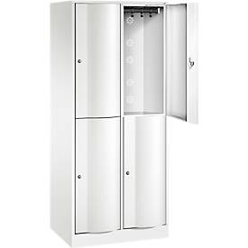 C+P Garderobenspind Resisto, 2 Abteile, 4 Fächer, B 772 x T 540 x H 1950 mm, Verkehrsweiß