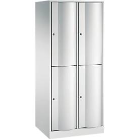 C+P Garderobenspind Resisto, 2 Abteile, 4 Fächer, B 772 x T 640 x H 1950 mm, Lichtgrau/Clowngrün