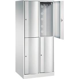 C+P Garderobenspind Resisto, 2 Abteile, 4 Fächer, B 772 x T 640 x H 1950 mm, Lichtgrau/Clowngrün