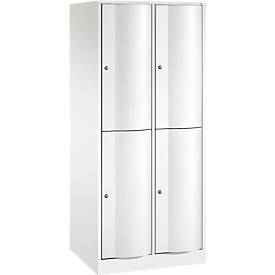 C+P Garderobenspind Resisto, 2 Abteile, 4 Fächer, B 772 x T 640 x H 1950 mm, Verkehrsweiß