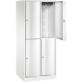 C+P Garderobenspind Resisto, 2 Abteile, 4 Fächer, B 772 x T 640 x H 1950 mm, Verkehrsweiß