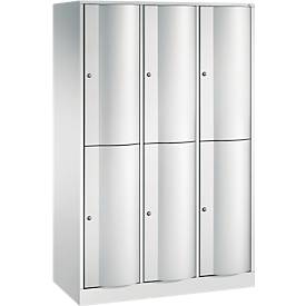 C+P Garderobenspind Resisto, 3 Abteile, 6 Fächer, B 1148 x T 540 x H 1950 mm, Lichtgrau/Lichtgrau
