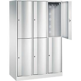 C+P Garderobenspind Resisto, 3 Abteile, 6 Fächer, B 1148 x T 540 x H 1950 mm, Lichtgrau/Lichtgrau