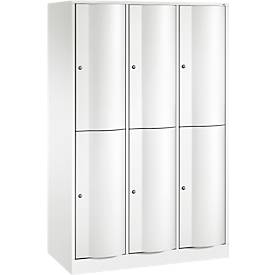 C+P Garderobenspind Resisto, 3 Abteile, 6 Fächer, B 1148 x T 540 x H 1950 mm, Verkehrsweiß