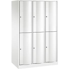 C+P Garderobenspind Resisto, 3 Abteile, 6 Fächer, B 1148 x T 640 x H 1950 mm, Verkehrsweiß