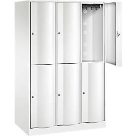 C+P Garderobenspind Resisto, 3 Abteile, 6 Fächer, B 1148 x T 640 x H 1950 mm, Verkehrsweiß