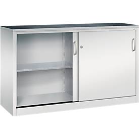 C + P gereedschapskast met schuifdeuren Acurado, B 1600 x D 500 x H 1000 mm, draagvermogen per legbord 110 kg, staal, lichtgrijs
