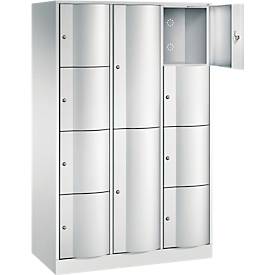 C+P Kombi-Schließfachschrank Resisto, 3 Abteile, 10 Fächer, B 1148 x T 540 x H 1950 mm, Lichtgrau