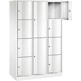 C+P Kombi-Schließfachschrank Resisto, 3 Abteile, 10 Fächer, B 1148 x T 540 x H 1950 mm, Verkehrsweiß