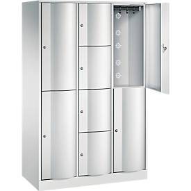 C+P Kombi-Schließfachschrank Resisto, 3 Abteile, 8 Fächer, B 1148 x T 540 x H 1950 mm, Lichtgrau