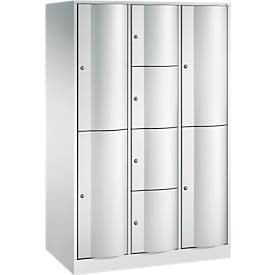C+P Kombi-Schließfachschrank Resisto, 3 Abteile, 8 Fächer, B 1148 x T 640 x H 1950 mm, Lichtgrau