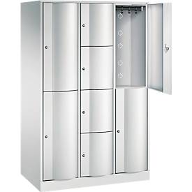 C+P Kombi-Schließfachschrank Resisto, 3 Abteile, 8 Fächer, B 1148 x T 640 x H 1950 mm, Lichtgrau