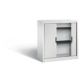 C + P Rollladenschrank Omnispace, 2 OH, abschließbar, B 1000 x T 420 x H 1030 mm, Stahl/Kunststoff, lichtgrau