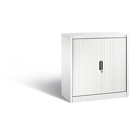C + P Rollladenschrank Omnispace, 2 OH, abschließbar, B 1000 x T 420 x H 1030 mm, Stahl/Kunststoff, verkehrsweiß