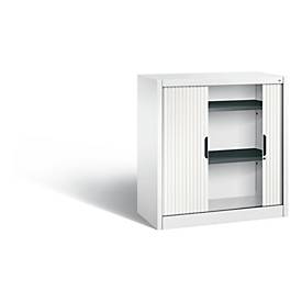 C + P Rollladenschrank Omnispace, 2 OH, abschließbar, B 1000 x T 420 x H 1030 mm, Stahl/Kunststoff, verkehrsweiß