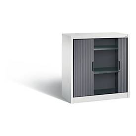 C + P Rollladenschrank Omnispace, 2 OH, abschließbar, B 1000 x T 420 x H 1030 mm, Stahl, lichtgrau/schwarzgrau