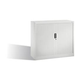 C + P Rollladenschrank Omnispace, 2 OH, abschließbar, B 1200 x T 420 x H 1030 mm, Stahl/Kunststoff, lichtgrau