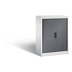 C + P Rollladenschrank Omnispace, 2 OH, abschließbar, B 800 x T 420 x H 1030 mm, Stahl/Kunststoff, lichtgrau/schwarzgrau