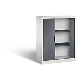 C + P Rollladenschrank Omnispace, 3 OH, abschließbar, B 1000 x T 420 x H 1230 mm, Stahl/Kunststoff, lichtgrau/schwarzgrau
