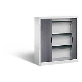 C + P Rollladenschrank Omnispace, 3 OH, abschließbar, B 1200 x T 420 x H 1345 mm, Stahl, lichtgrau/schwarzgrau
