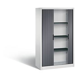 C + P Rollladenschrank Omnispace, 4 OH, abschließbar, B 1000 x T 420 x H 1660 mm, Stahl/Kunststoff, lichtgrau/schwarzgrau