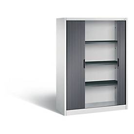 C + P Rollladenschrank Omnispace, 4 OH, abschließbar, B 1200 x T 420 x H 1660 mm, Stahl/Kunststoff, lichtgrau/schwarzgrau