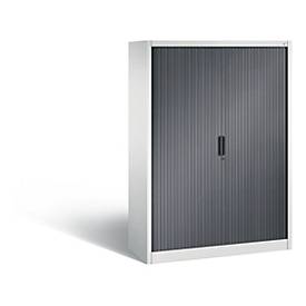C + P Rollladenschrank Omnispace, 4 OH, abschließbar, B 1200 x T 420 x H 1660 mm, Stahl/Kunststoff, lichtgrau/schwarzgrau