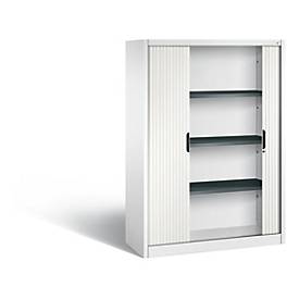 C + P Rollladenschrank Omnispace, 4 OH, abschließbar, B 1200 x T 420 x H 1660 mm, Stahl/Kunststoff, verkehrsweiß