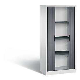C + P Rollladenschrank Omnispace, 4 OH, abschließbar, B 800 x T 420 x H 1660 mm, Stahl/Kunststoff, lichtgrau/schwarzgrau