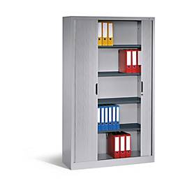 C + P Rollladenschrank Omnispace, 5 OH, abschließbar, B 1200 x T 420 x H 1980 mm, Stahl/Kunststoff, lichtgrau