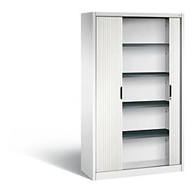 C + P Rollladenschrank Omnispace, 5 OH, abschließbar, B 1200 x T 420 x H 1980 mm, Stahl/Kunststoff, weiß