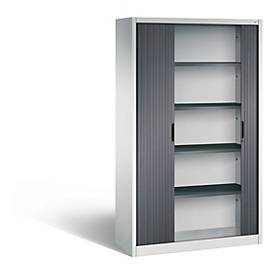 C + P Rollladenschrank Omnispace, 5 OH, abschließbar, B 1200 x T 420 x H 1980 mm, Stahl, lichtgrau/schwarzgrau