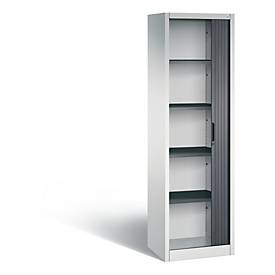 C + P Rollladenschrank Omnispace, 5 OH, abschließbar, B 600 x T 420 x H 1980 mm, Stahl/Kunststoff, lichtgrau/schwarzgrau