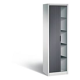 C + P Rollladenschrank Omnispace, 5 OH, abschließbar, B 600 x T 420 x H 1980 mm, Stahl/Kunststoff, lichtgrau/schwarzgrau