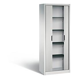 C + P Rollladenschrank Omnispace, 5 OH, abschließbar, B 800 x T 420 x H 1980 mm, Stahl/Kunststoff, lichtgrau