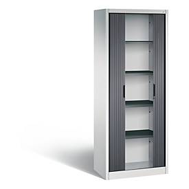 C + P Rollladenschrank Omnispace, 5 OH, abschließbar, B 800 x T 420 x H 1980 mm, Stahl/Kunststoff, lichtgrau/schwarzgrau