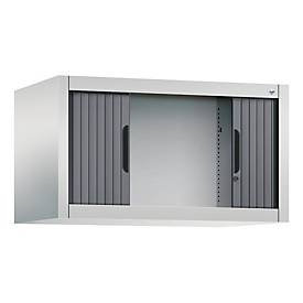 C + P Rollladenschrank Omnispace, abschließbar, B 800 x T 420 x H 450 mm, Stahl/Kunststoff, lichtgrau/schwarzgrau